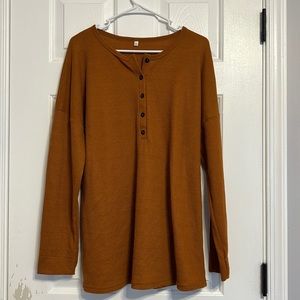 Burnt Orange Waffle Henley